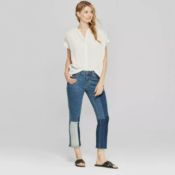 Universal Thread Denim - Universal Thread Patchwork Kick Crop Jeans